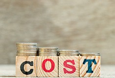 Cost written on wooden blocks