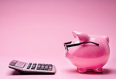 Piggy bank and calculator