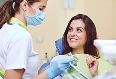 woman preparing to get dental crowns in Forest