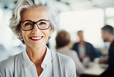 Woman smiling in an office