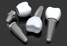 Several dental implants in Forest on dark background