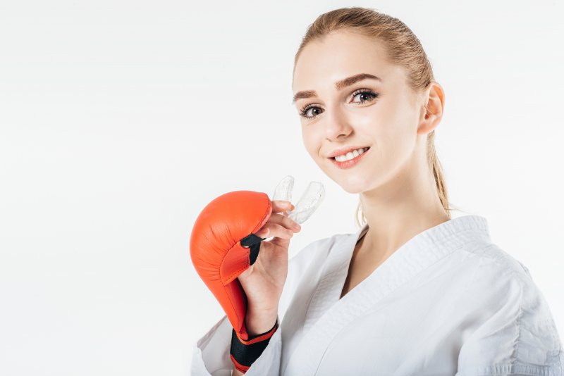 Woman with mouthguard